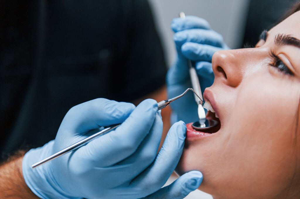 Patient receiving a routine dental checkup at Hillcrest Family Dentistry in Medford OR