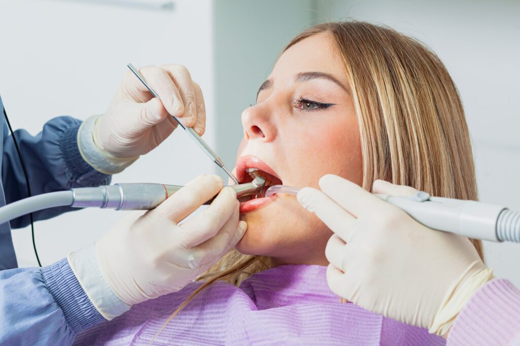 Patient receiving a professional dental cleaning at Hillcrest Family Dentistry in Medford OR